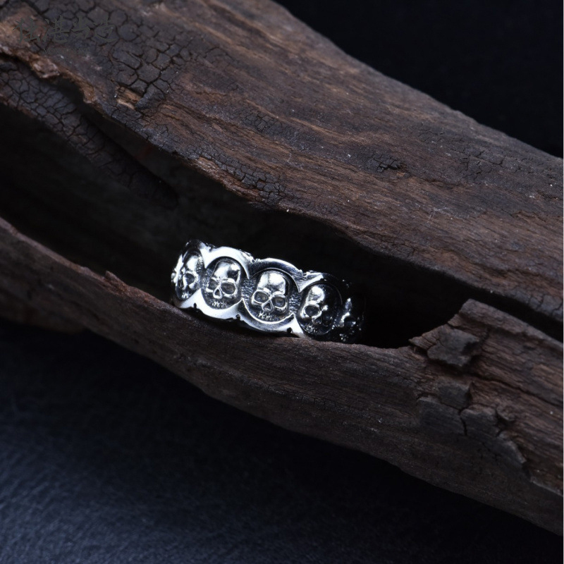 High-grade skull open adjustable ring