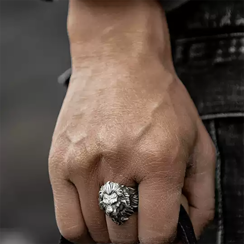 3D lion domineering wide face big ring