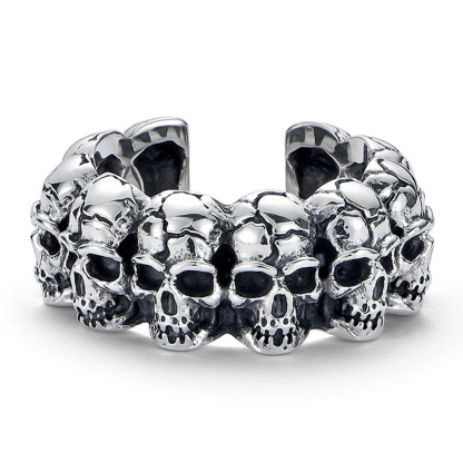 Sterling Silver Cluster Skull  Ring