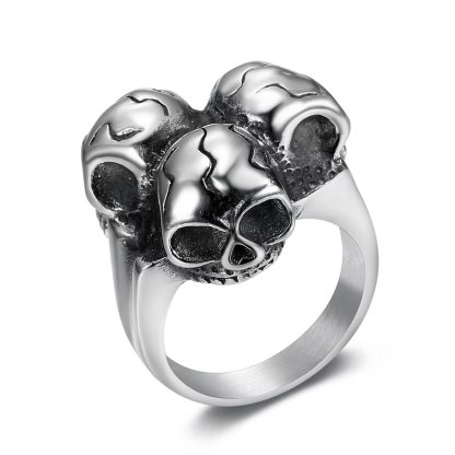 925 Sterling Silver The Three-Skull Rebel Ring 