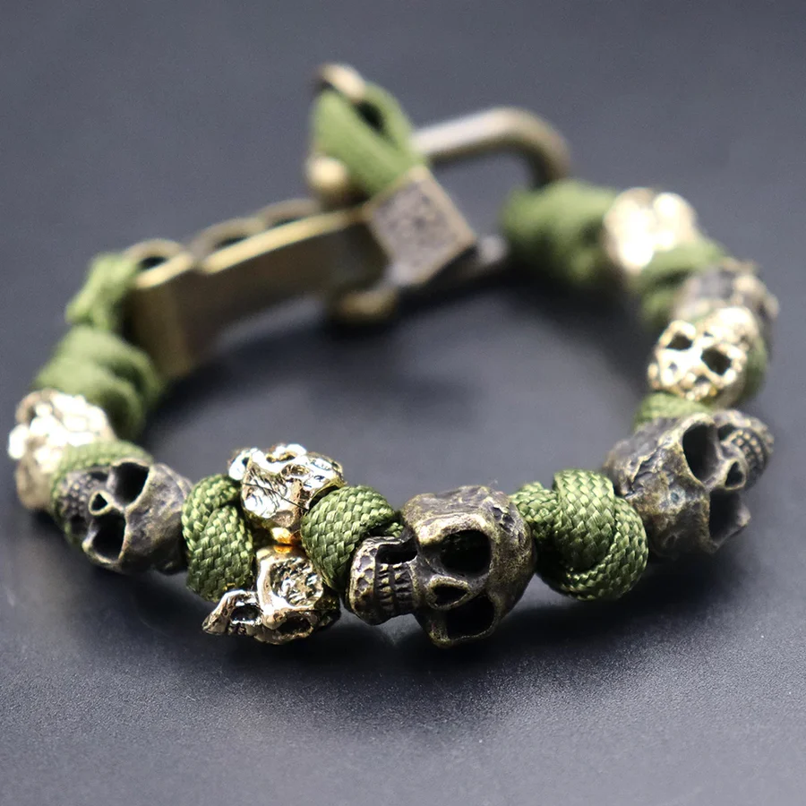 Sterling Silver Skull Army Premium Paracord Bracelet