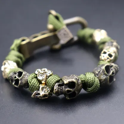 Sterling Silver Skull Army Premium Paracord Bracelet