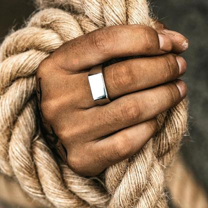 Simple Square Stainless Steel Ring - Viking Jewelry - Urcsilver