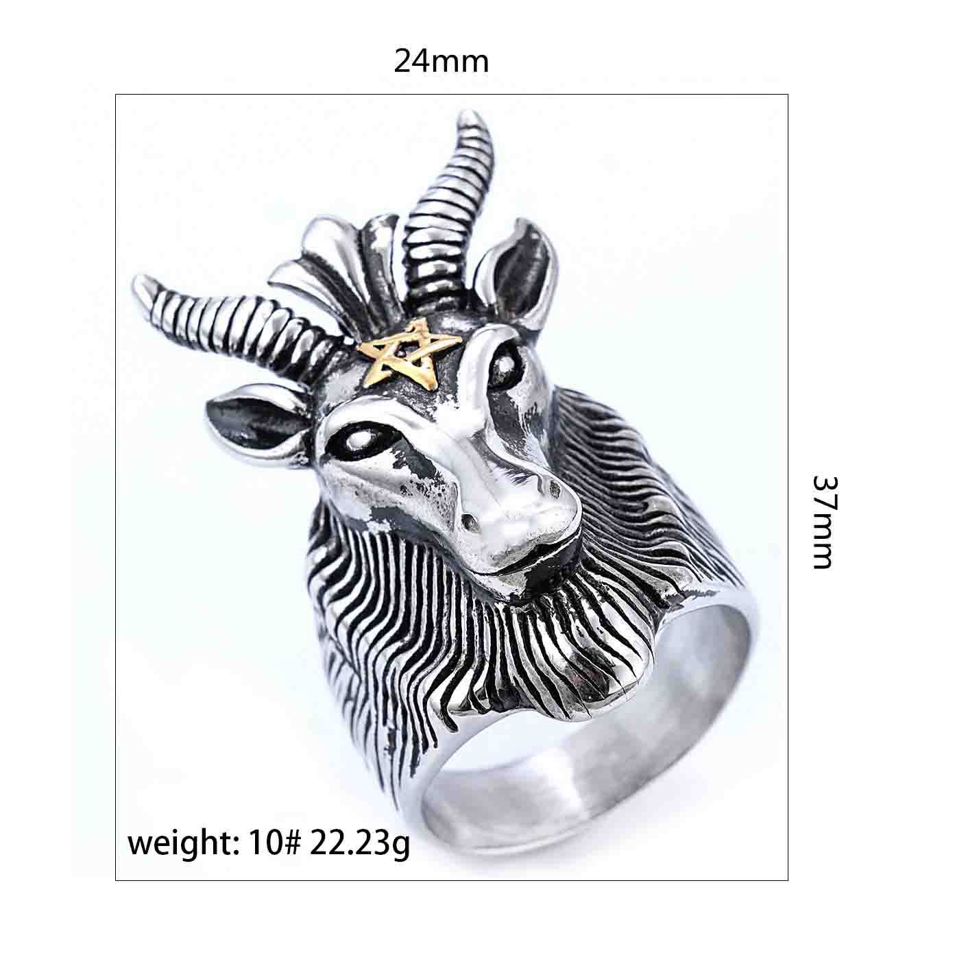 Five-pointed star ram shape 925 silver ring