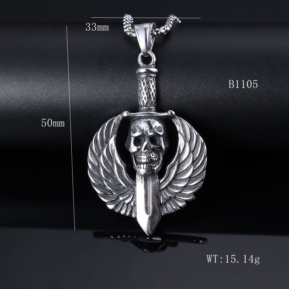 Skull Wings Sword Pendant