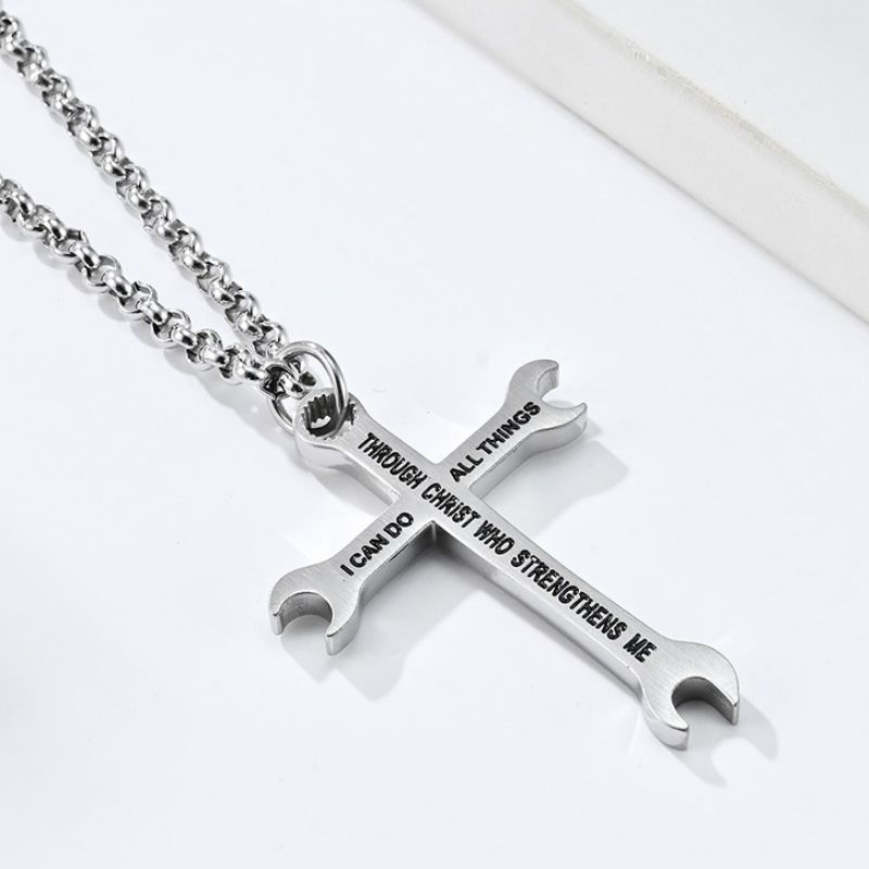 Hip Hop Trend Wrench Cross Necklace
