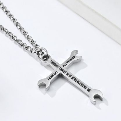 Hip Hop Trend Wrench Cross Necklace