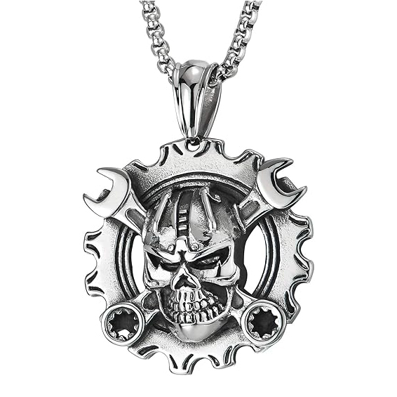  Winged Skull Biker Necklace
