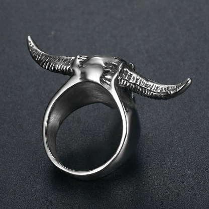 Vintage titanium steel polished horn ring