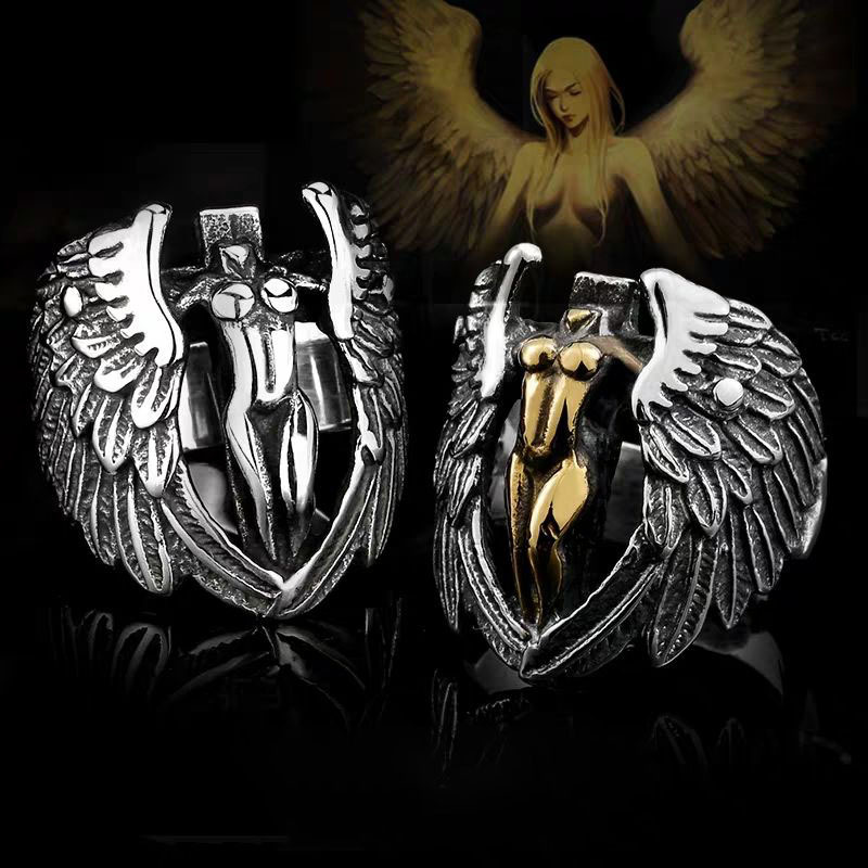 Angel Wings Cross Ring