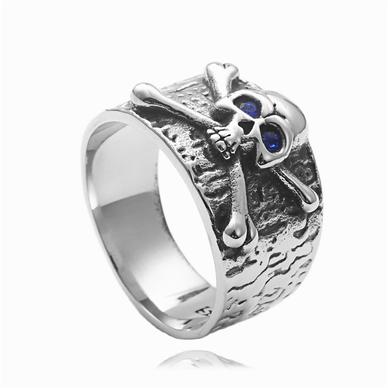 925 silver + multi-color stone skull ring