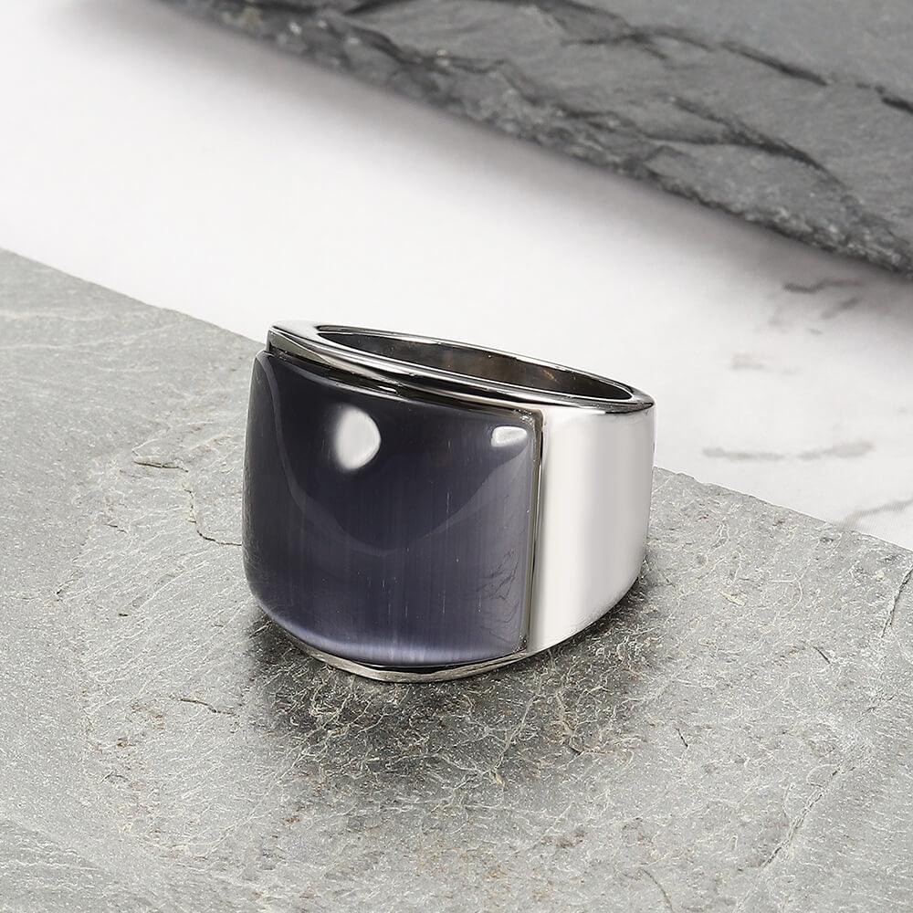Cat's-eye Stainless Steel Men's Gemstone Ring - Viking Jewelry - Urcsilver