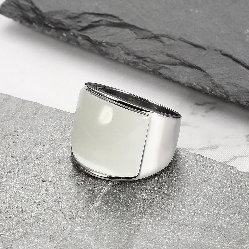 Cat's-eye Stainless Steel Men's Gemstone Ring - Viking Jewelry - Urcsilver