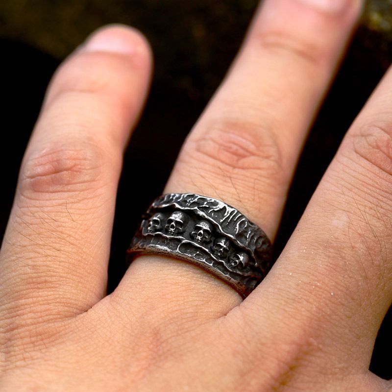 Hip Hop Punk Skull Titanium Rings