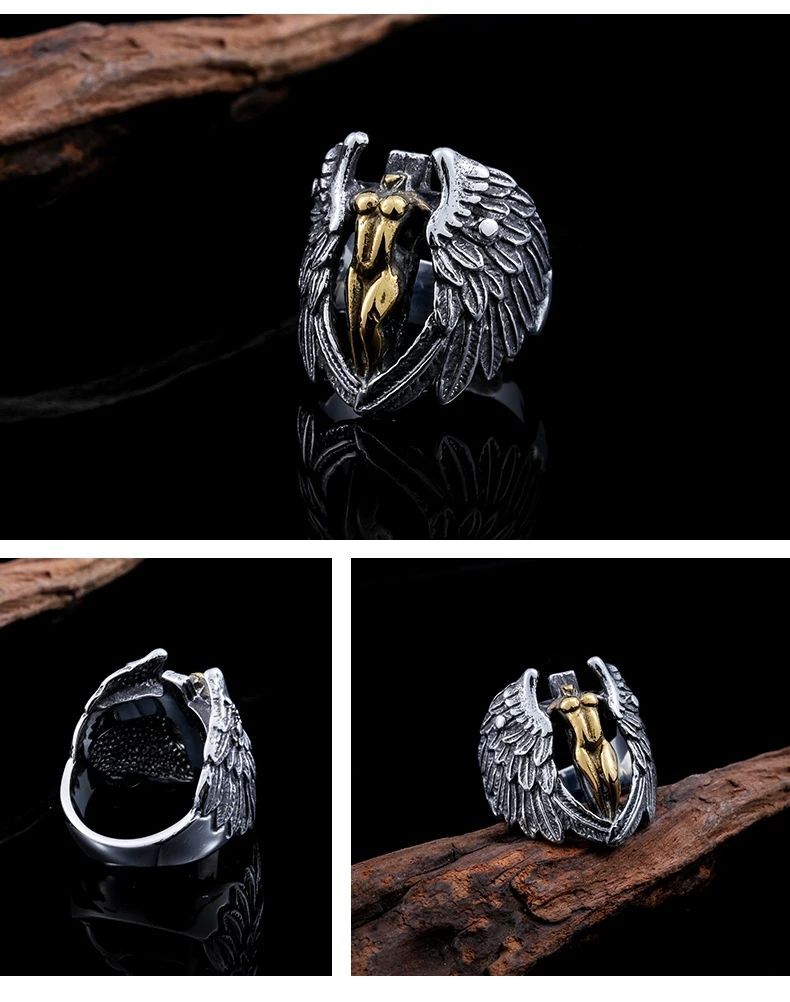 Angel Wings Cross Ring