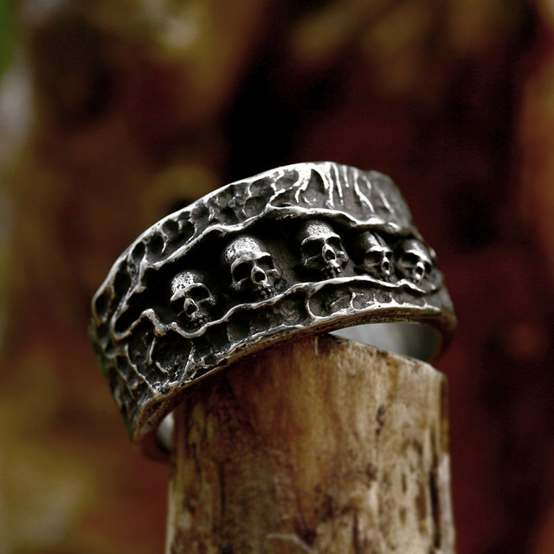 Hip Hop Punk Skull Titanium Rings