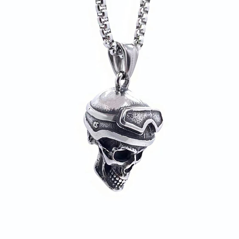 Pilot skull 925 silver pendant