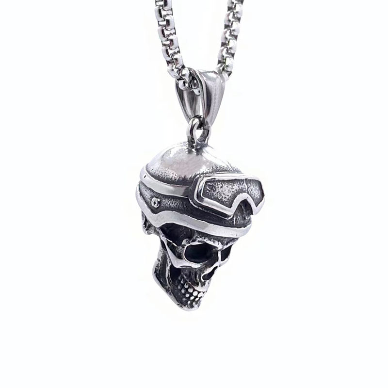 Pilot skull 925 silver pendant