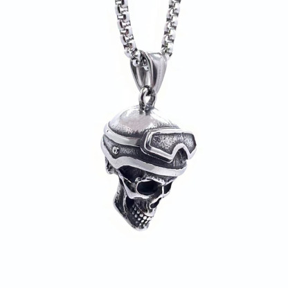 Pilot skull 925 silver pendant