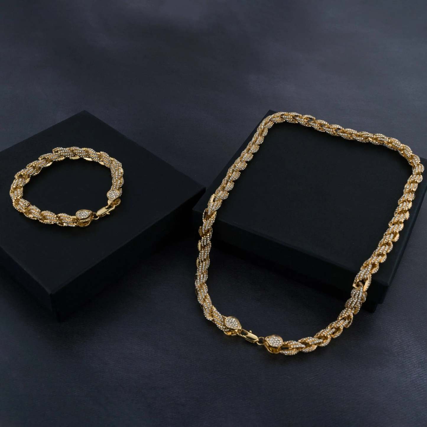 9mm Iced Rope Bracelet & Chain Bundle