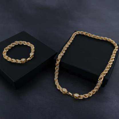 9mm Iced Rope Bracelet & Chain Bundle