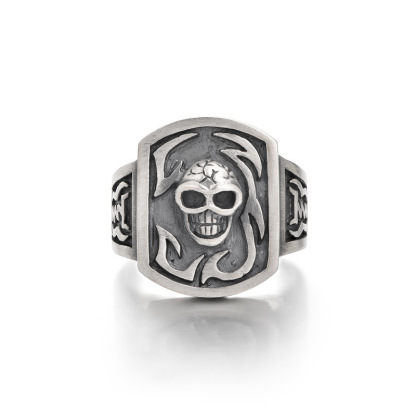 925 Sterling Silver Outlaw Skull Insignia Ring