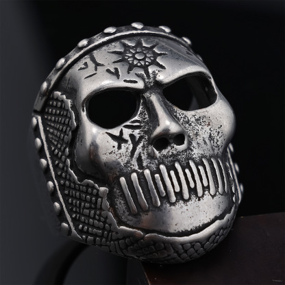 Punk Band Medal Skull Ring