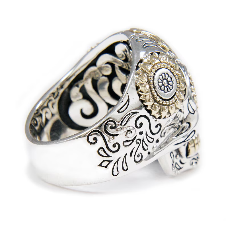 Sterling Silver Sugar Skull Ring