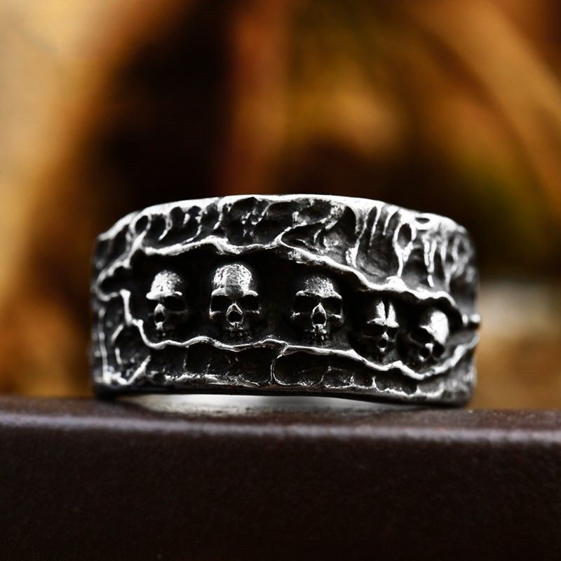 Hip Hop Punk Skull Titanium Rings
