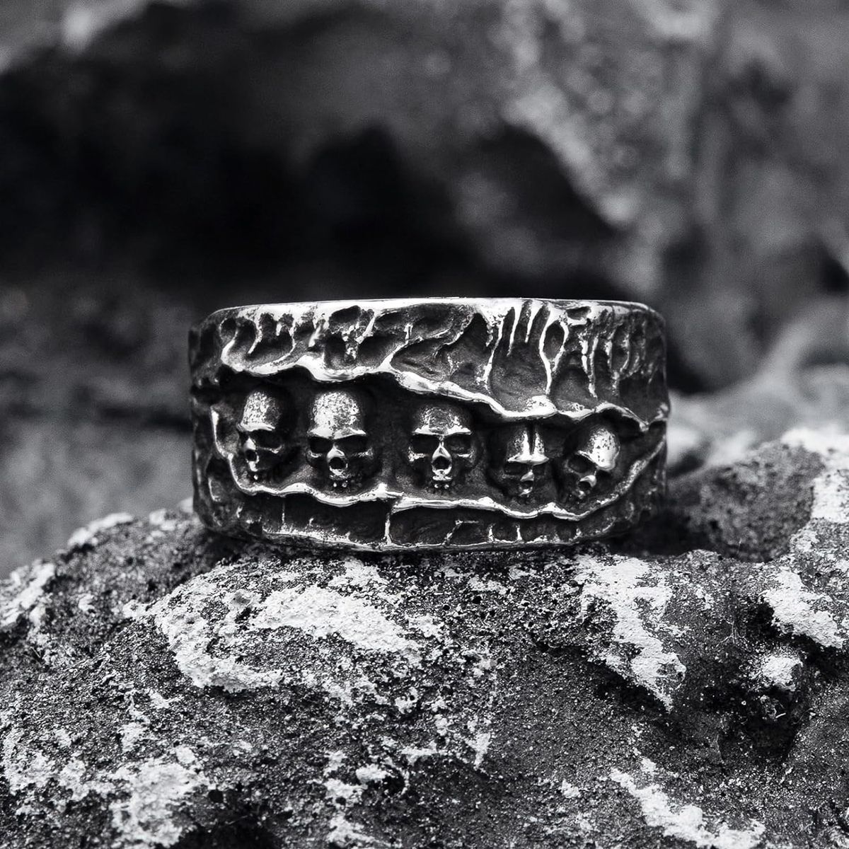 Hip Hop Punk Skull Titanium Rings