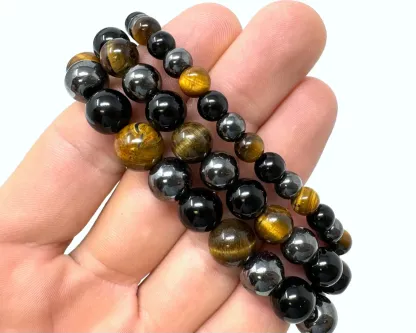 Natural Stone Three Color Beaded Bracelet