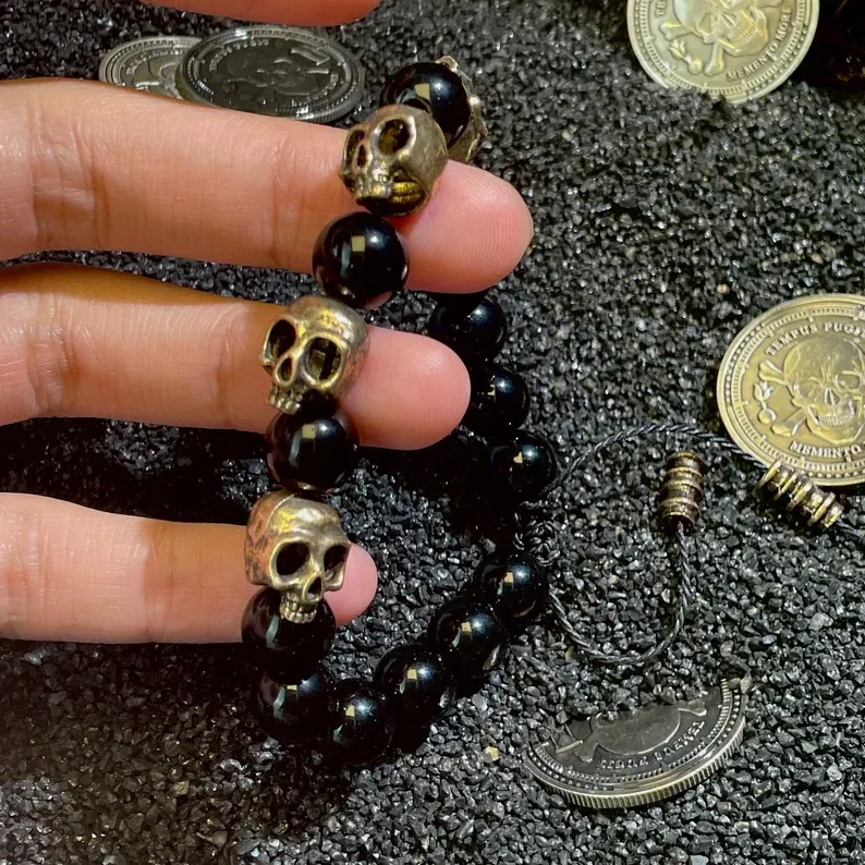 Agate skull bracelet