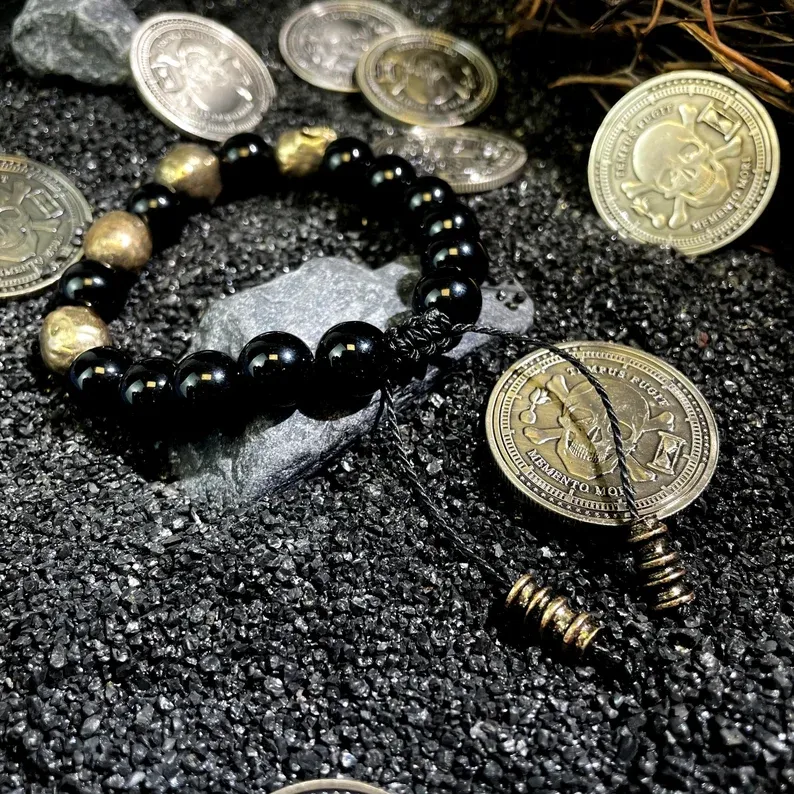 Agate skull bracelet