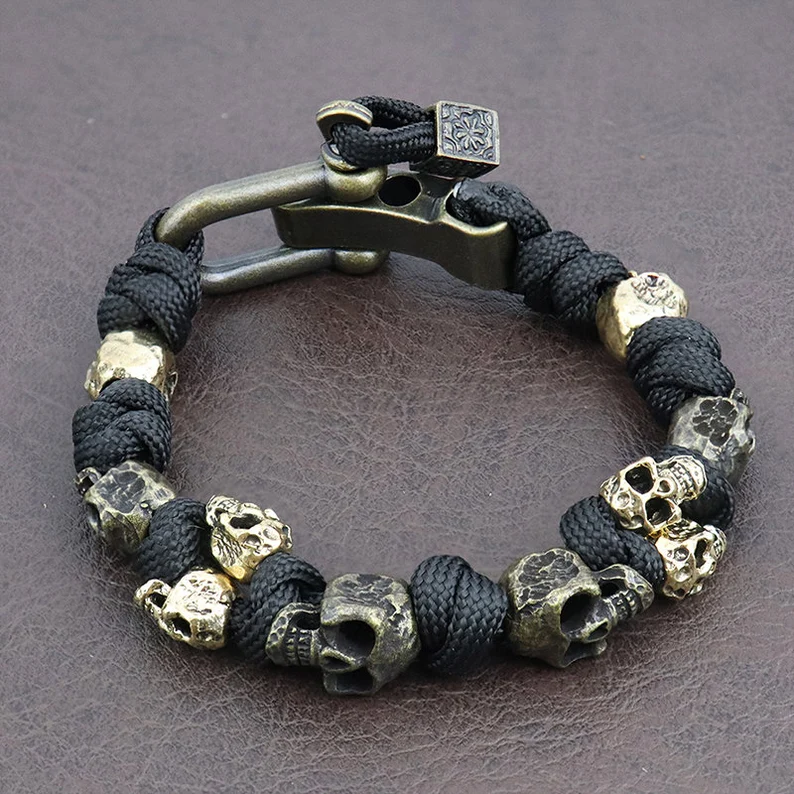 Sterling Silver Skull Army Premium Paracord Bracelet