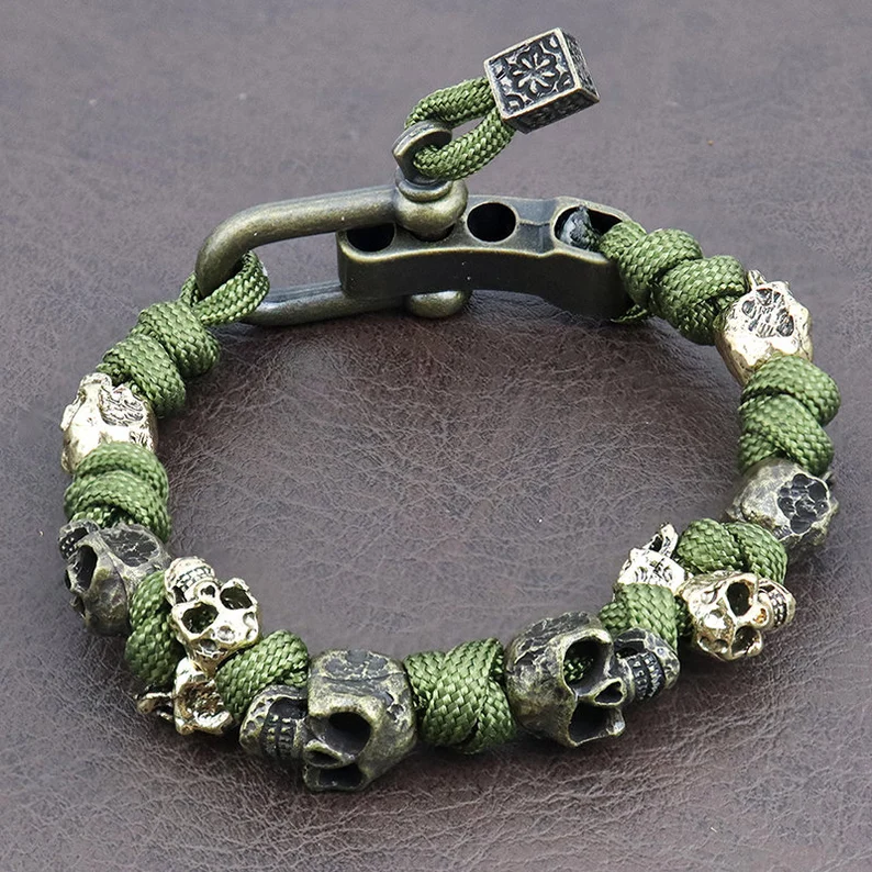 Sterling Silver Skull Army Premium Paracord Bracelet