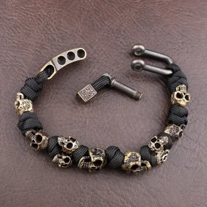 Sterling Silver Skull Army Premium Paracord Bracelet