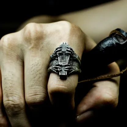 Old coffin skull finger ring