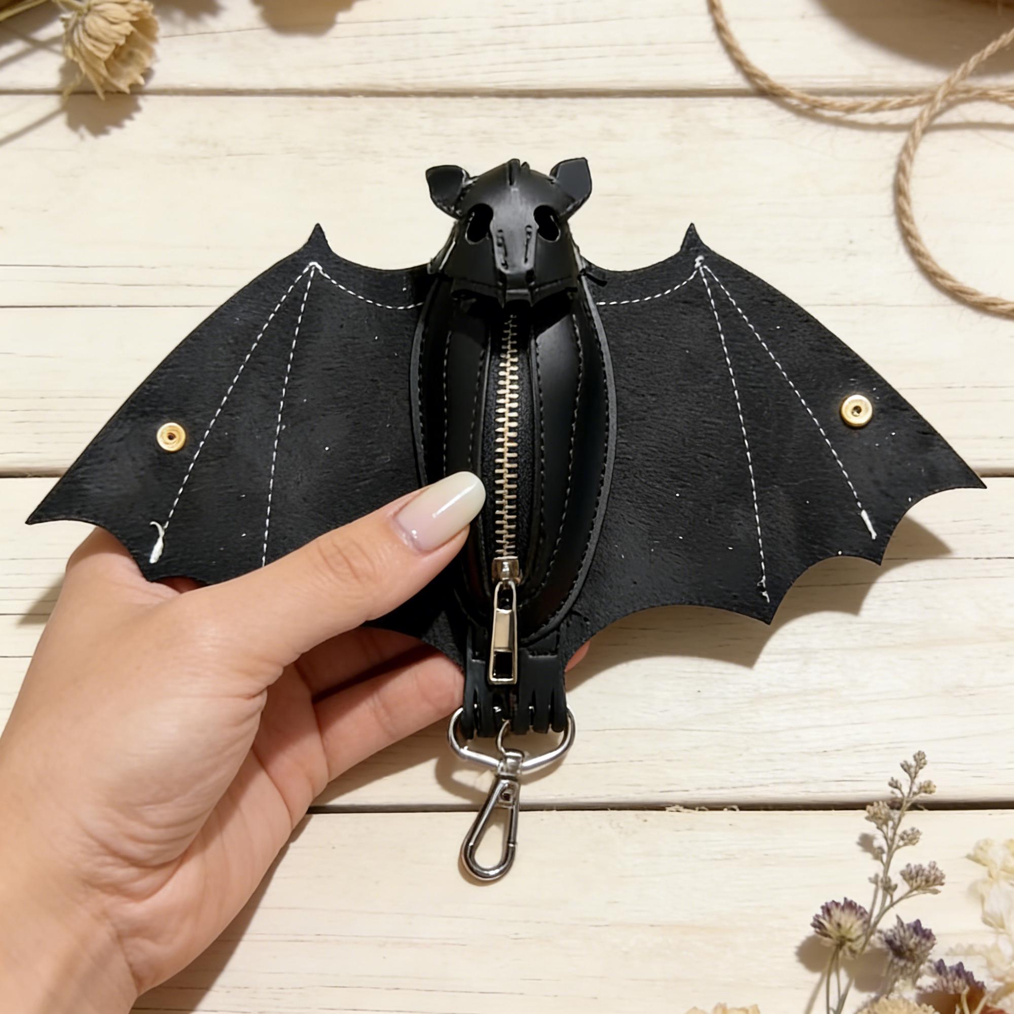 Handmade leather bat wallet