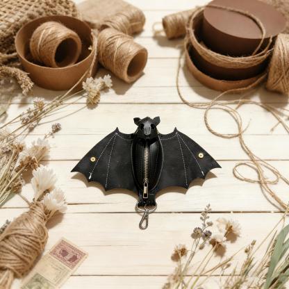Handmade leather bat wallet
