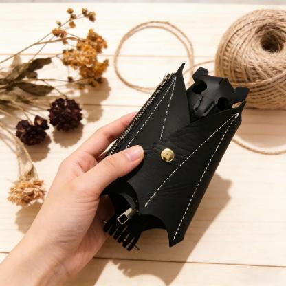 Handmade leather bat wallet