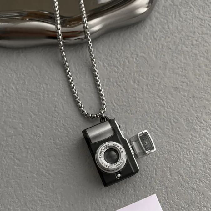Light Up Small Camera Necklace Pendant