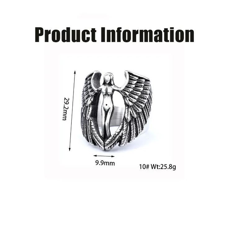 Goddess wing shape ring titanium steel ring