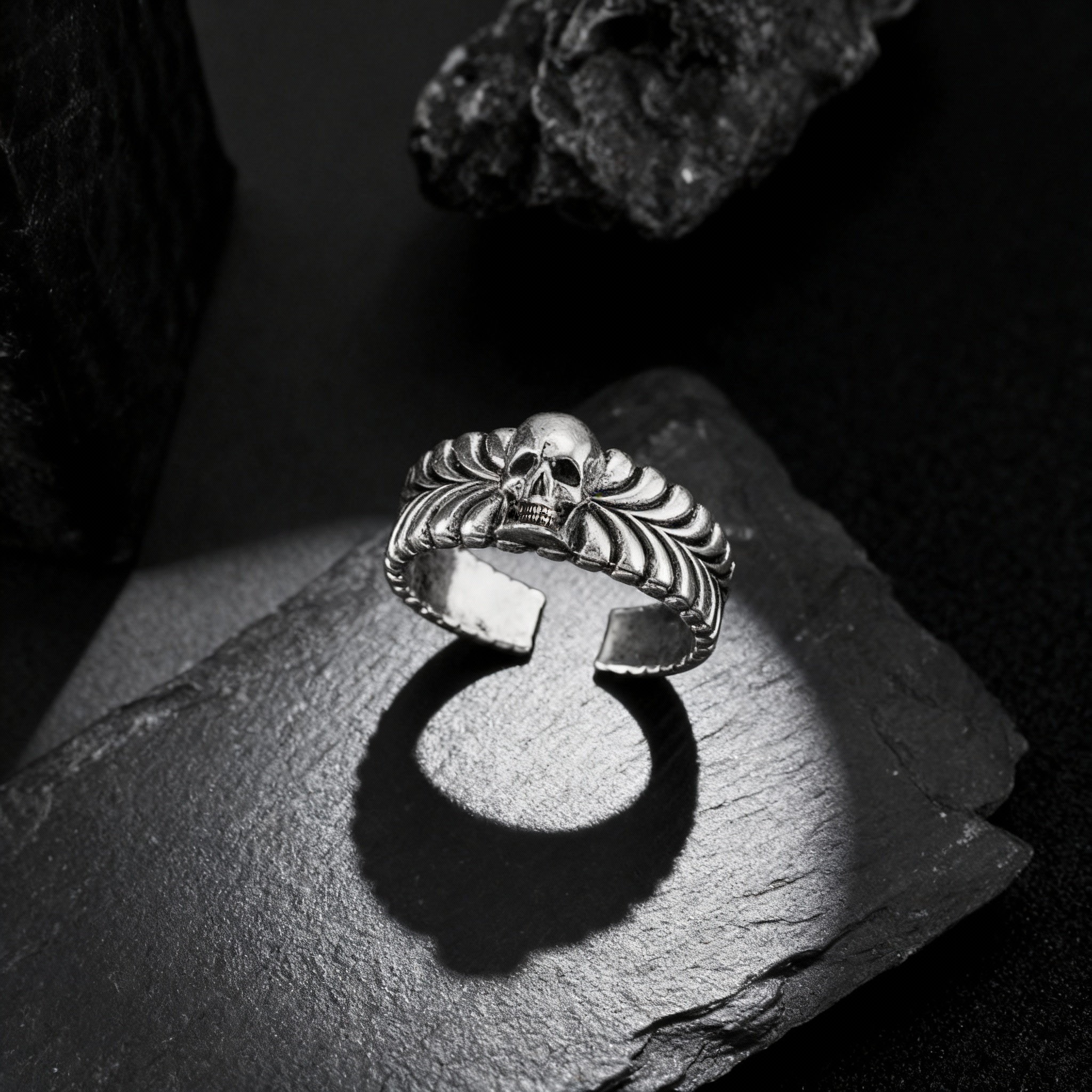 925 Sterling Silver Skull Relief Ring