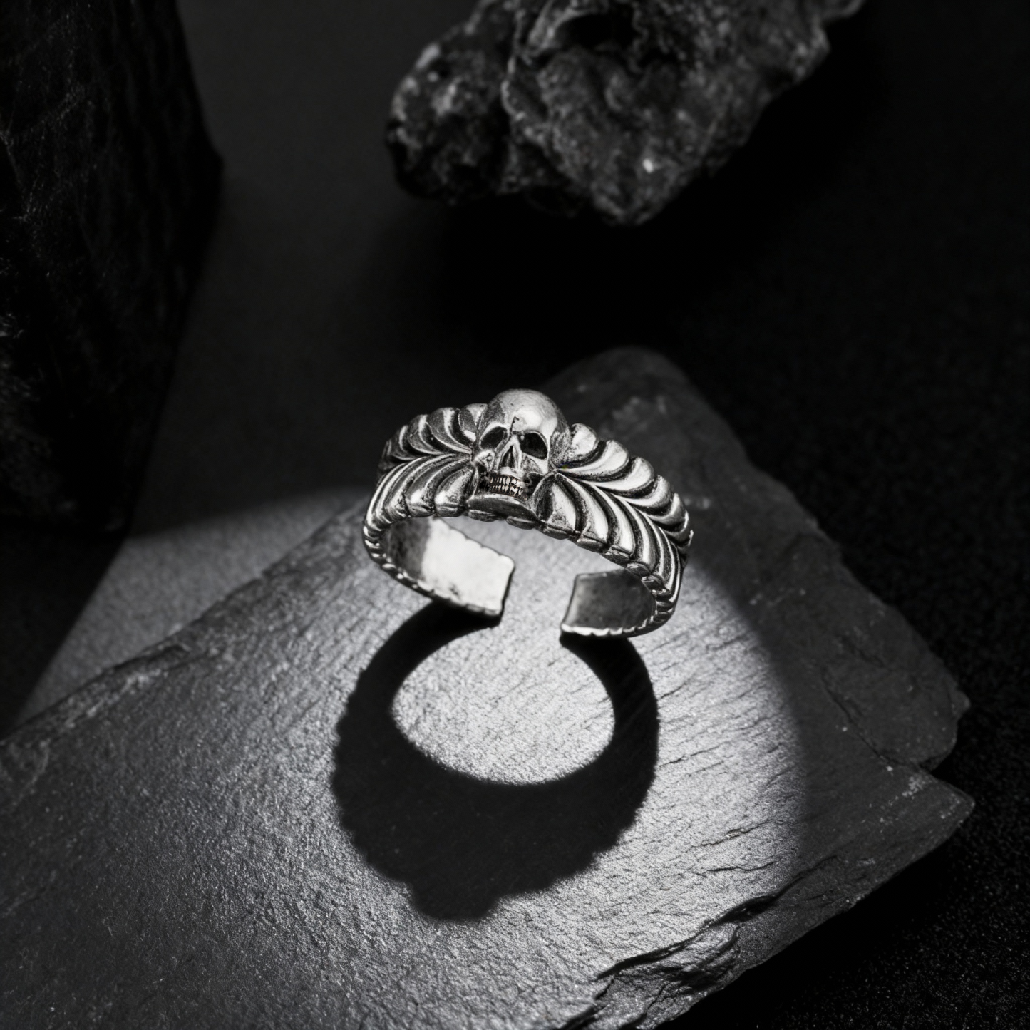925 Sterling Silver Skull Relief Ring