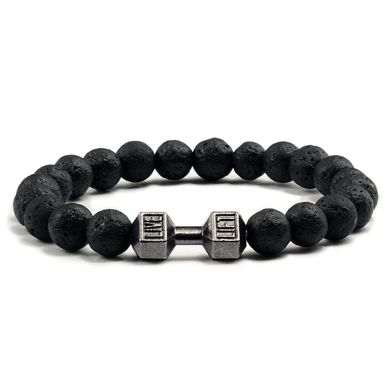 Volcanic stone dumbbell bracelet