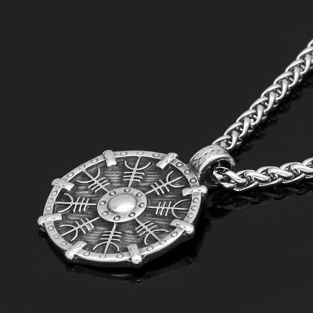 Helm of Awe Shield Necklace - Viking Jewelry - Urcsilver