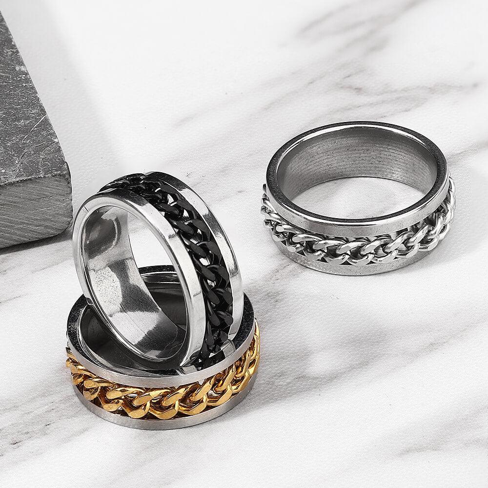 Classic Chain Stainless Steel Ring - Viking Jewelry - Urcsilver