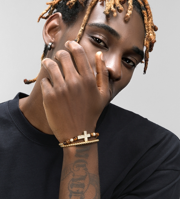 Cross gold bead bracelet