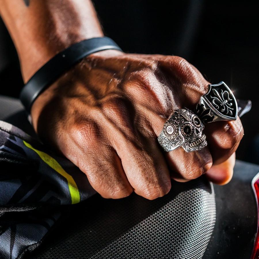 Sterling Silver Sugar Skull Ring - Viking Jewelry - Urcsilver