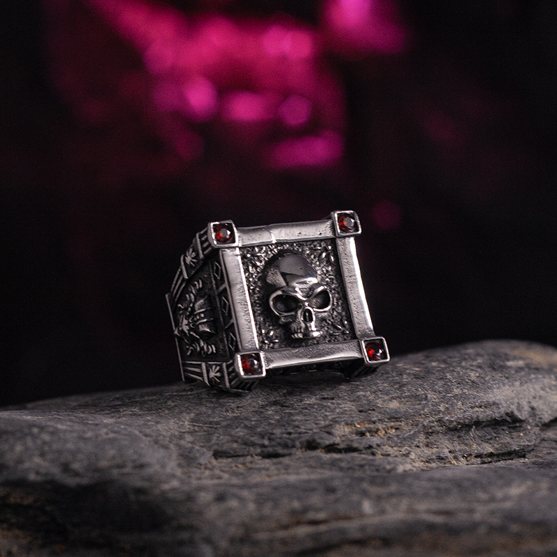 Vintage Skull Square Cast Ring